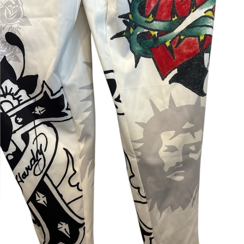 ED HARDY 2x NWT sacred heart graphic covered jumpsuit skin tight white - Picture 5 of 16